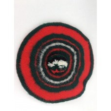 Vintage Wool Red Green White Black Stripe Cap Hat Tam Beret Pom Pom  eb-01066238